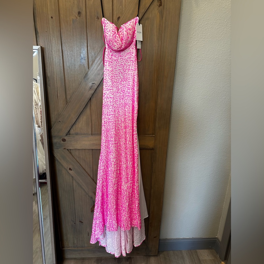NEW Alyce Neon Pink Sequined Prom Dress Size 0